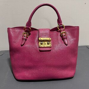 Miu Miu Madras Pink Leather Top Handle Bag